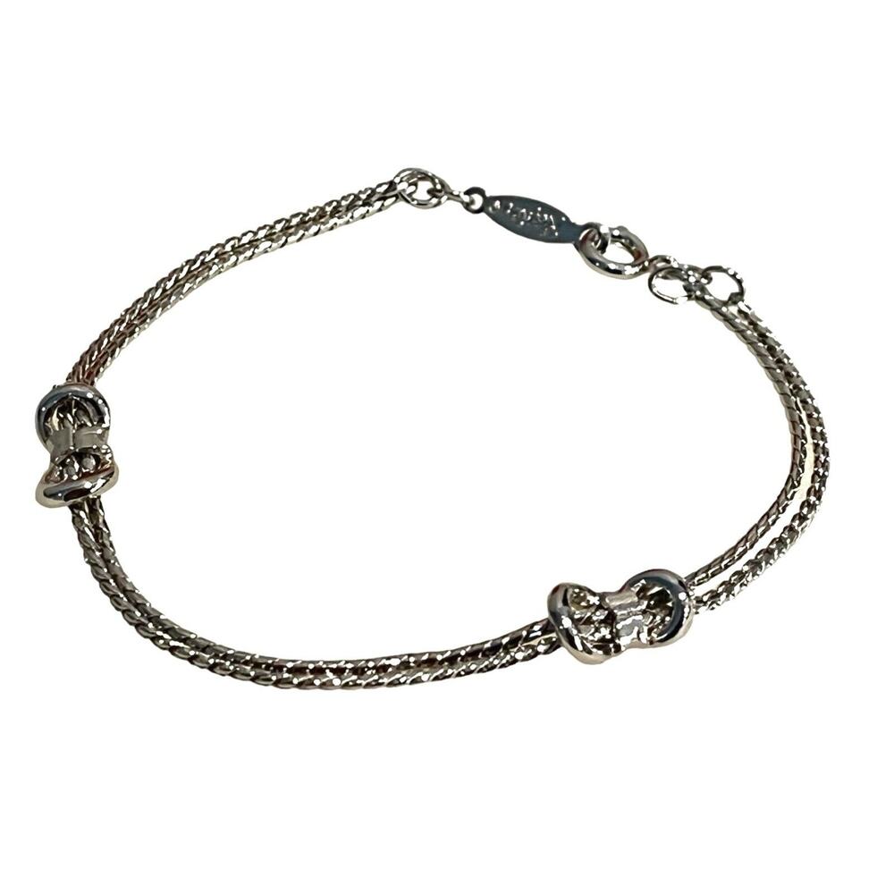 Napier Bracelet Love Knot Double Strand 7” Silver Womens Designer Signed Jewelry